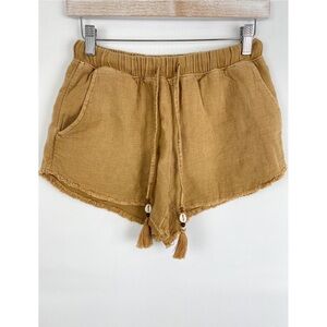 Aerie Womens Woven Flowy Beachy Shell Tassle Shorts, Tan - Size XS‎